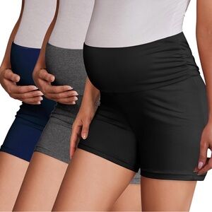 Women's Maternity Shorts - Black, Gray, and Blue